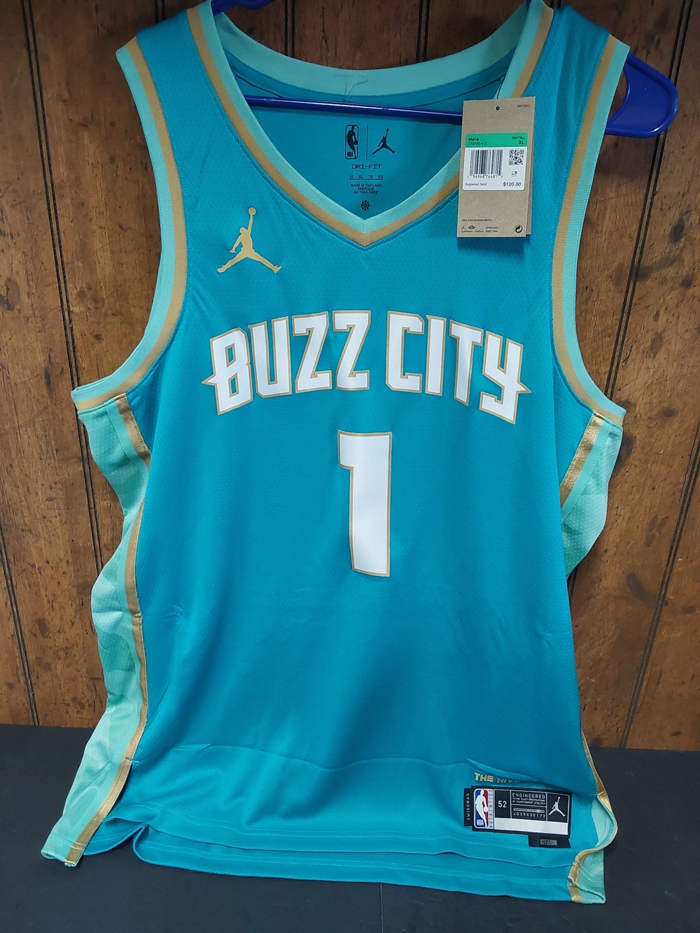Nike Jordan 'Buzz City' #1 Teal Basketball Jersey